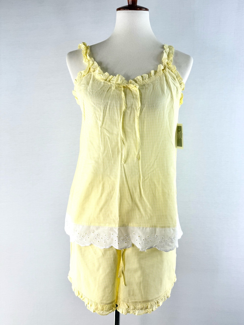 Aria Vintage Pale Yellow Ruffle Cami and Shorts Sleep Set